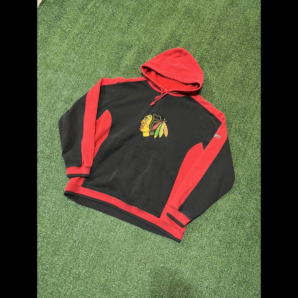 NHL Chicago Blackhawks Hoodie Embroidered Indian Black Size L